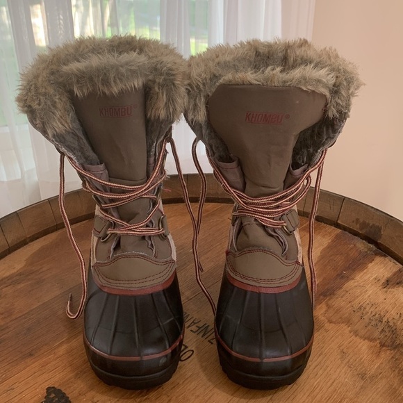 Khombu | North Star Thermolite Faux Fur /Leather / Manmade Winter Duck Boots 6M - Picture 3 of 17